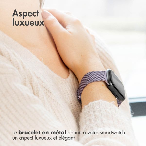 imoshion Bracelet magnétique milanais Apple Watch Series 1-9 / SE - 38/40/41 mm / Series 10 - 42 mm - Taille S - Violet