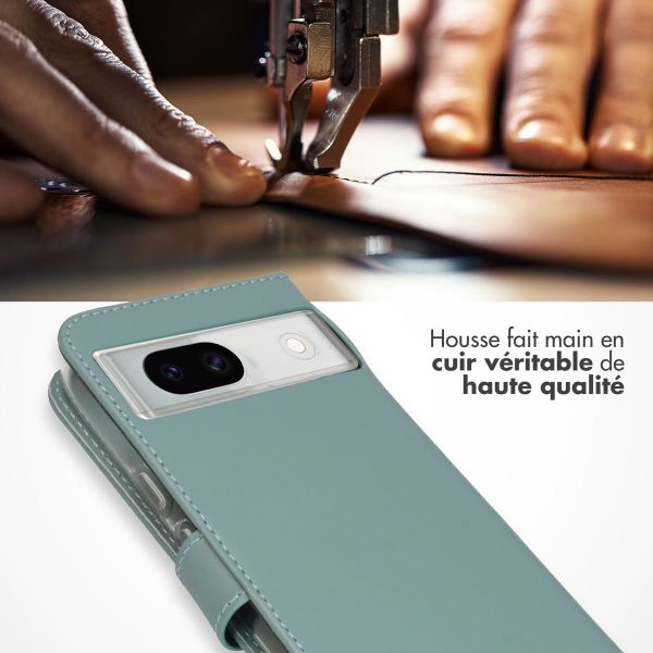 Selencia Étui portefeuille en cuir véritable Google Pixel 8a - Air Blue