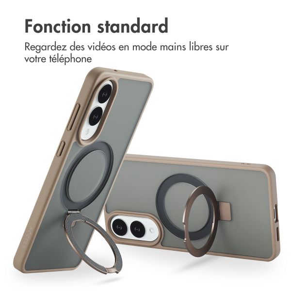 Accezz Coque Ring Stand avec MagSafe Samsung Galaxy S25 Edge - Marron