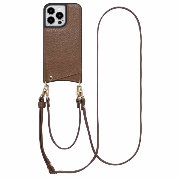 Selencia Coque de télephone Nova avec cordon et porte-cartes Apple iPhone 13 Pro - Mocha Brown