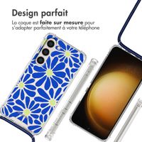 imoshion Coque Design avec cordon Samsung Galaxy S23 - Cobalt Blue Flowers Connect