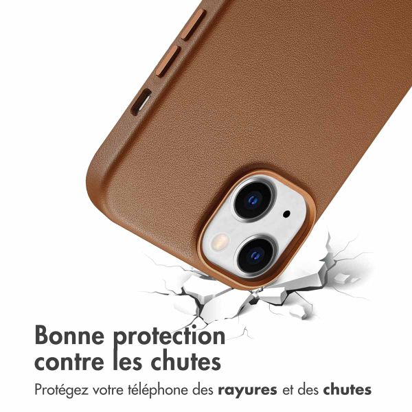Accezz Coque arrière en cuir avec MagSafe Apple iPhone 14 - Sienna Brown