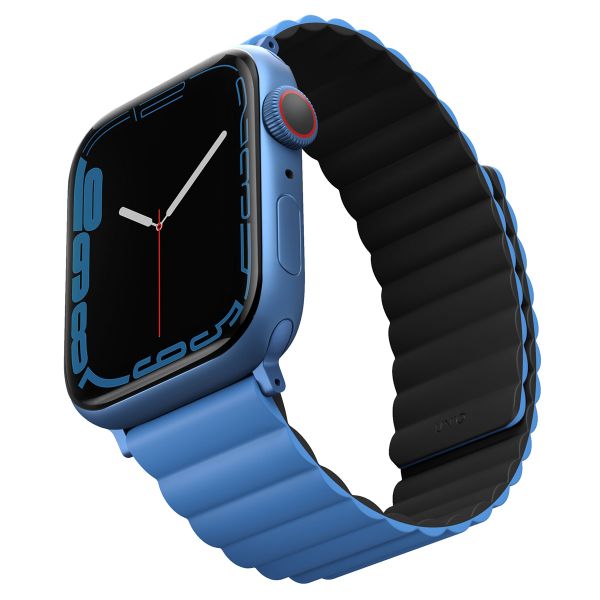 Uniq Bracelet Revix réversible Apple Watch Series 1 t/m 9 / SE (38/40/41 mm) | Series 10 / 11 (42 mm) - Caspian (Blue/Black)