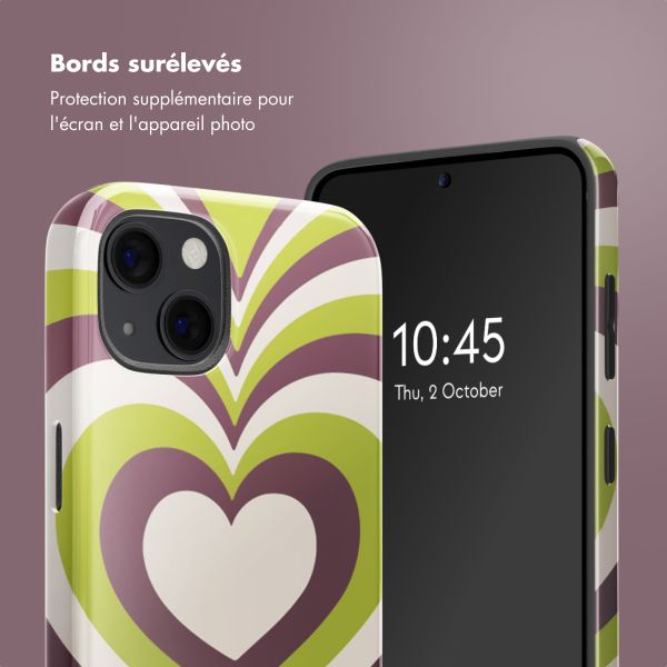 Selencia Coque arrière Vivid Tough avec MagSafe iPhone 13 - Double Hearts Plum Fern