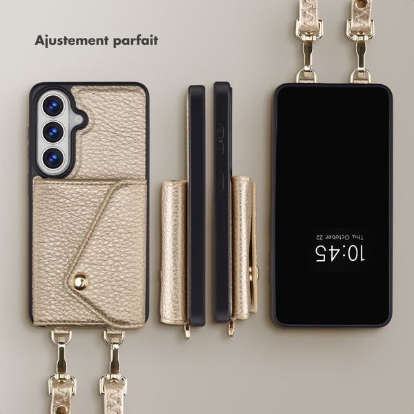 Selencia Coque de télephone Sera avec cordon et porte-cartes enveloppe Samsung Galaxy S26 - Champagne