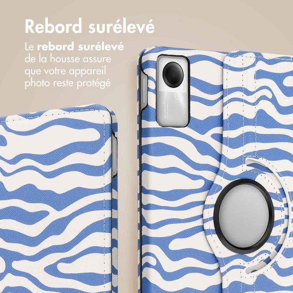 imoshion Coque tablette Design rotatif à 360° Xiaomi Redmi Pad SE - White Blue Stripes