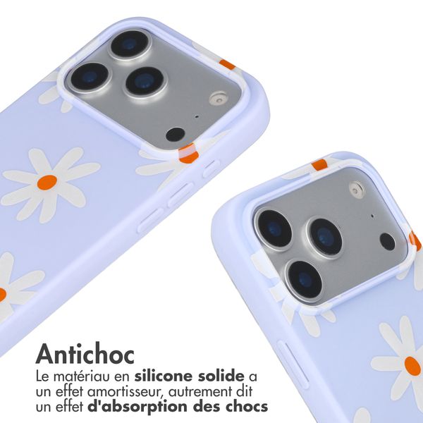 imoshion Coque design en silicone avec cordon Apple iPhone 17 Pro - Lila Flower Distance
