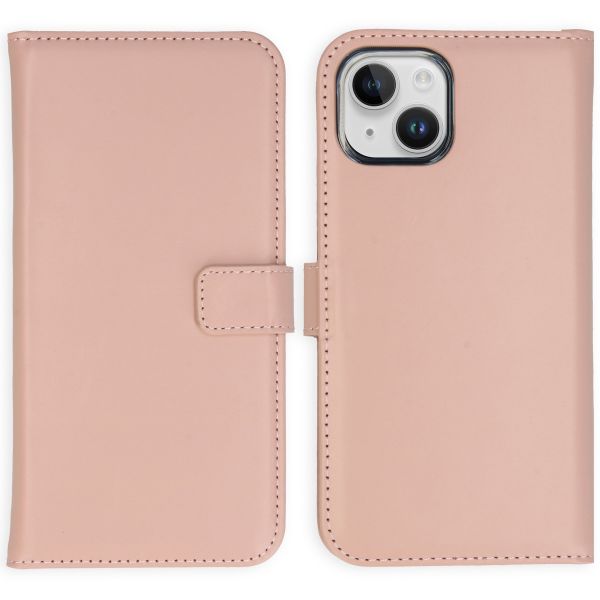 Selencia Étui de téléphone portefeuille en cuir véritable iPhone 15 Plus - Dusty Pink