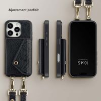 Selencia Coque à cordon avec porte-cartes enveloppe Sera iPhone 16 Pro - Noir