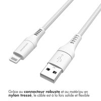 imoshion ﻿Câble Lightning vers USB - Non MFi - Textile tressé - 3 mètre - Blanc