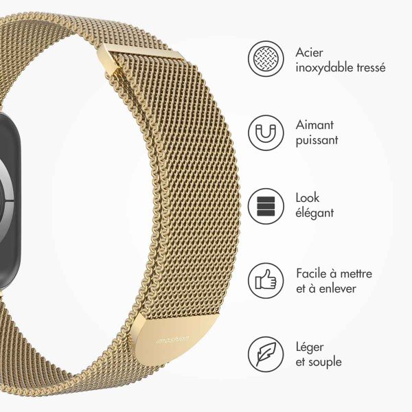 imoshion Bracelet magnétique milanais Apple Watch Series 1 - 11 / SE / Ultra (44/45/46/49 mm) - Taille M - Retro Gold