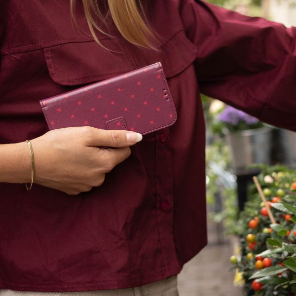 imoshion Étui de télephone portefeuille Design Apple iPhone SE (2022 / 2020) / 8 / 7 / 6(s) - Crush Check Coral Dust