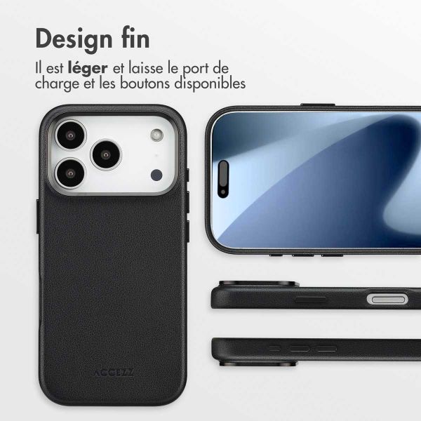 Accezz Coque arrière en cuir avec MagSafe Apple iPhone 17 Pro - Onyx Black