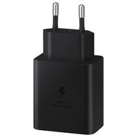 Samsung Adaptateur secteur original avec câble USB-C - Chargeur - Connexion USB-C et USB - Charge rapide - 45 Watt - 1,8 mètres - Noir