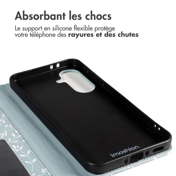 imoshion Étui de télephone portefeuille Design Samsung Galaxy A57 (5G) - Smoke Green Flowers