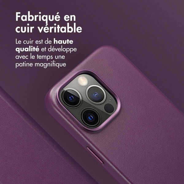 Accezz Étui de téléphone portefeuille en cuir 2-en-1 avec MagSafe Apple iPhone 15 Pro Max - Heath Purple