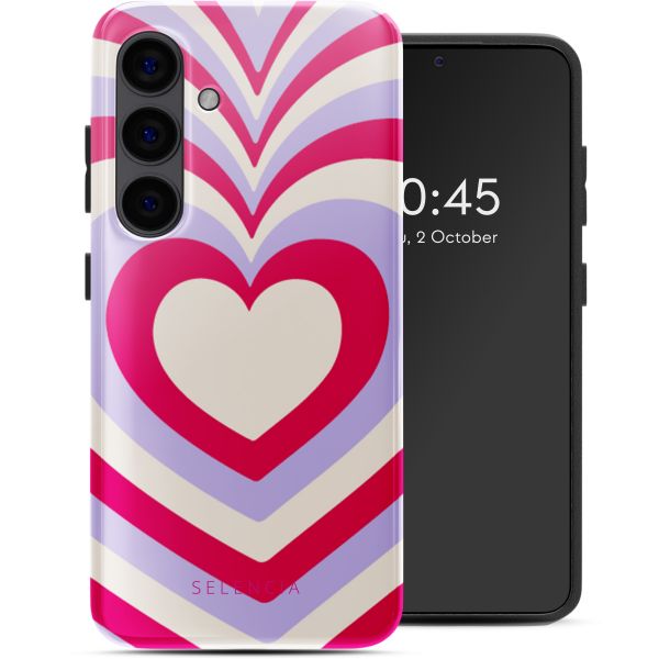 Selencia Coque arrière Vivid Tough Samsung Galaxy S24 - Double Hearts Rubine Red Lilac