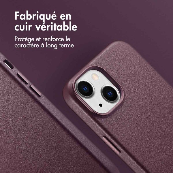 Accezz Coque arrière en cuir avec MagSafe iPhone 14 - Heath Purple