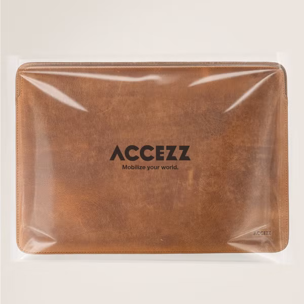 Accezz Leather Pochette ordinateur Apple MacBook 15 pouces - Cognac
