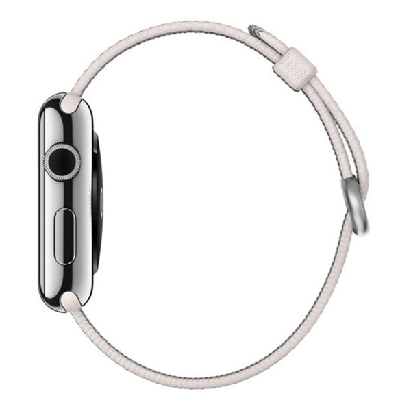 Apple Bracelet en nylon tressé Apple Watch Series 1 t/m 9 / SE (38/40/41 mm) | Series 10 / 11 (42 mm) - White Pearl