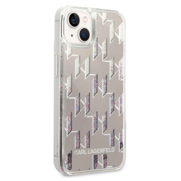 Karl Lagerfeld Coque arrière Liquid Glitter Monogram iPhone 14 - Argent