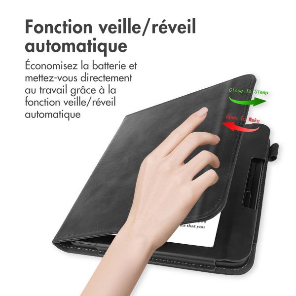 imoshion Étui de liseuse portefeuille avec strap et support Kobo Libra H2O - Noir