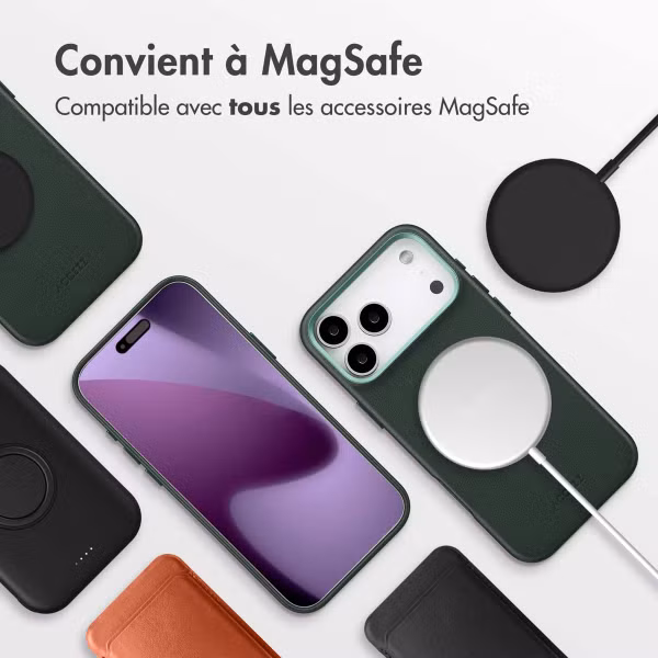 Accezz Coque arrière en cuir avec MagSafe Apple iPhone 17 Pro Max - Cedar Green