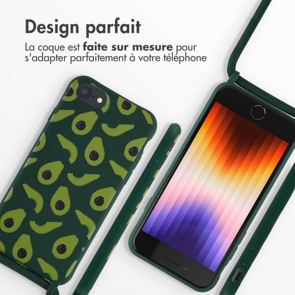 imoshion Coque design en silicone avec cordon iPhone SE (2022 / 2020) / 8 / 7 - Avocado Green