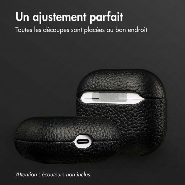 Accezz Coque en cuir véritable  Apple Airpods 3 - Noir
