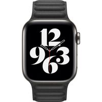 Apple Bracelet Leather Link Apple Watch Series 1 t/m 9 / SE (38/40/41 mm) | Series 10 / 11 (42 mm) - Taille S/M - Noir
