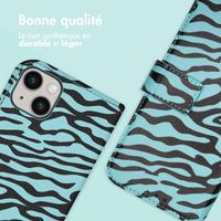 imoshion Étui de télephone portefeuille Design Apple iPhone 14 - Black Blue Stripes