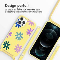 imoshion Coque design en silicone avec cordon Apple iPhone 12 (Pro) - Yellow Flower Distance