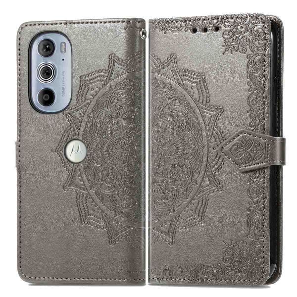 imoshion Etui de téléphone portefeuille Mandala Motorola Edge 30 Pro / Edge Plus (2022) - Gris