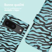 imoshion Étui de télephone portefeuille Design Google Pixel 8a - Black Blue Stripes
