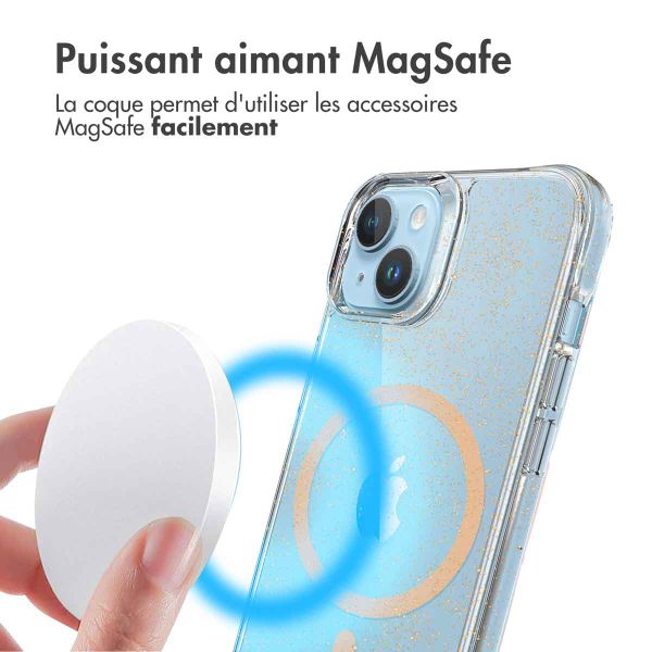 imoshion Coque arrière transparente Pailletée avec MagSafe Apple iPhone 14 - Doré