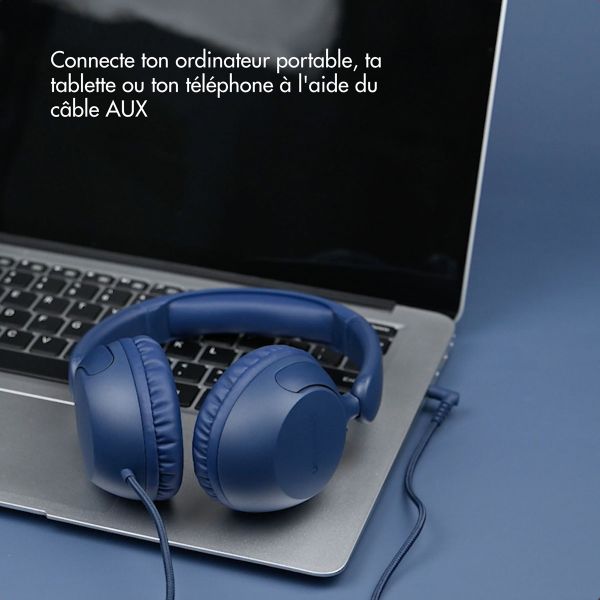 imoshion Casque filaires pour enfants - Câble AUX - Limiteur de décibels - Denim Blue