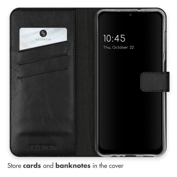 Selencia Étui portefeuille en cuir véritable Samsung Galaxy A13 (5G) / A04s - Noir