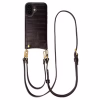 Selencia Nova coque arrière en cuir véritable avec porte-cartes Apple iPhone 16 - Dark Chocolate