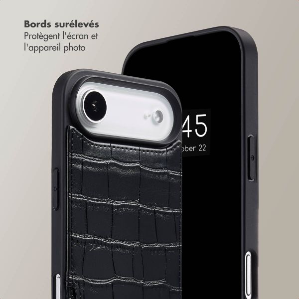 Selencia Coque de télephone Nova Croco avec cordon et porte-cartes Apple iPhone Air - Noir