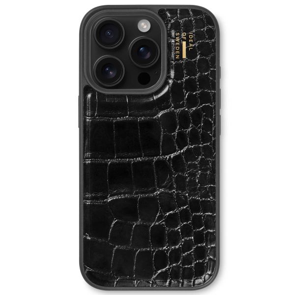 iDeal of Sweden Coque Vegan Leather iPhone 16 Pro - Black Croco