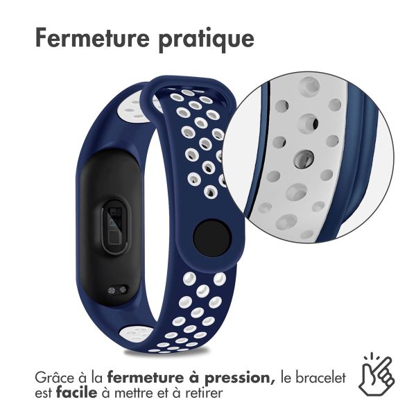 imoshion Bracelet sportif en silicone Xiaomi Mi Band 5 / 6 - Bleu / Blanc