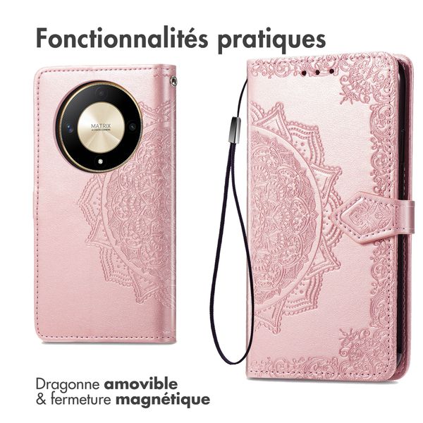 imoshion Etui de téléphone portefeuille Mandala Honor Magic 6 Lite - Rose Dorée