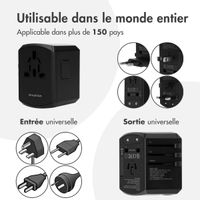 imoshion Prise internationale universelle - USB-C &  USB-A - Noir