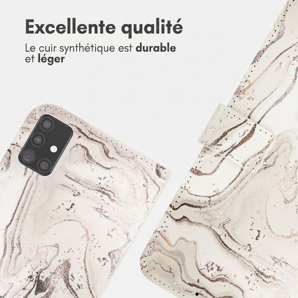 imoshion Étui de télephone portefeuille Design Samsung Galaxy A51 - Sandy Marble