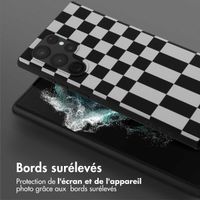 Selencia Coque design en silicone avec cordon amovible Samsung Galaxy S22 Ultra - Irregular Check Black