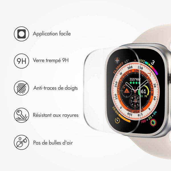 Accezz Protecteur d'écran en verre trempé avec applicateur Apple Watch Ultra 1 / 2 / 3 - 49 mm