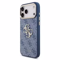 Guess Coque 4G Metal Logo Backcover Apple iPhone 17 Pro - Gold Edge - Blue