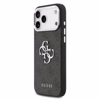 Guess Coque 4G Metal Logo Backcover Apple iPhone 17 Pro - Silver Edge - Black