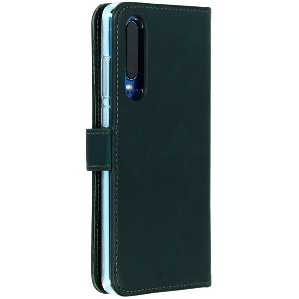 Selencia Étui de téléphone en cuir véritable Huawei P30 - Vert