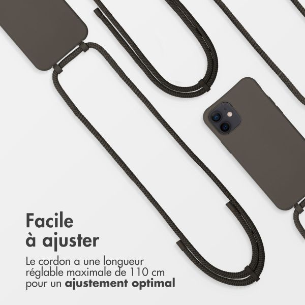 imoshion Coque arrière Color avec cordon amovible et MagSafe Apple iPhone 12 (Pro) - Black Coffee